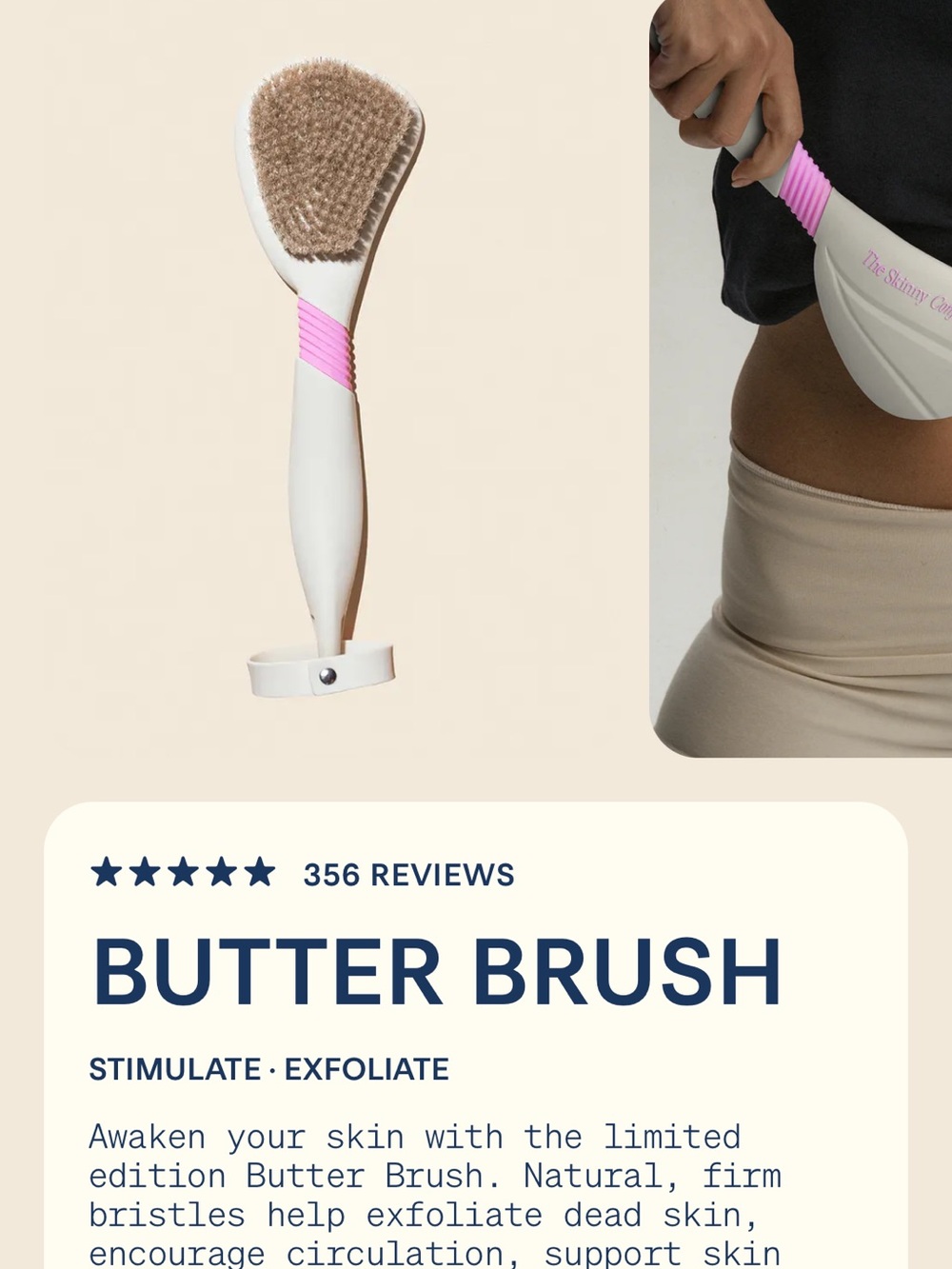 Butter Brush Exfoliating Body Brush - Pink & Cream
